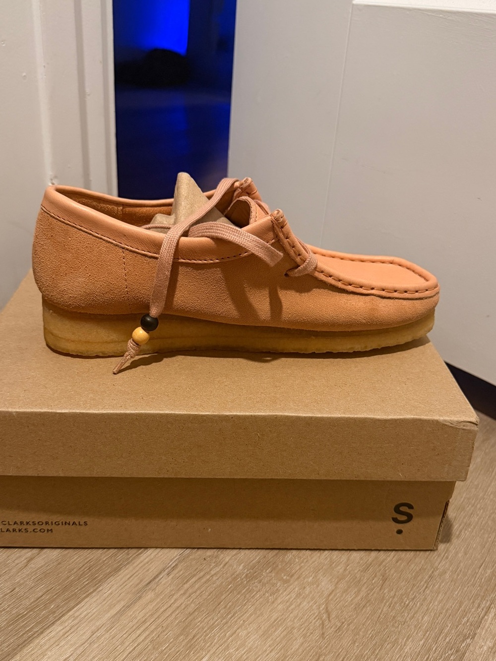 Clarks Peach Suede Wallabee Loafers